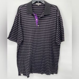 Peter Millar Polo Shirt Mens X Large Striped Stretch Golf Cotton Black Purple
